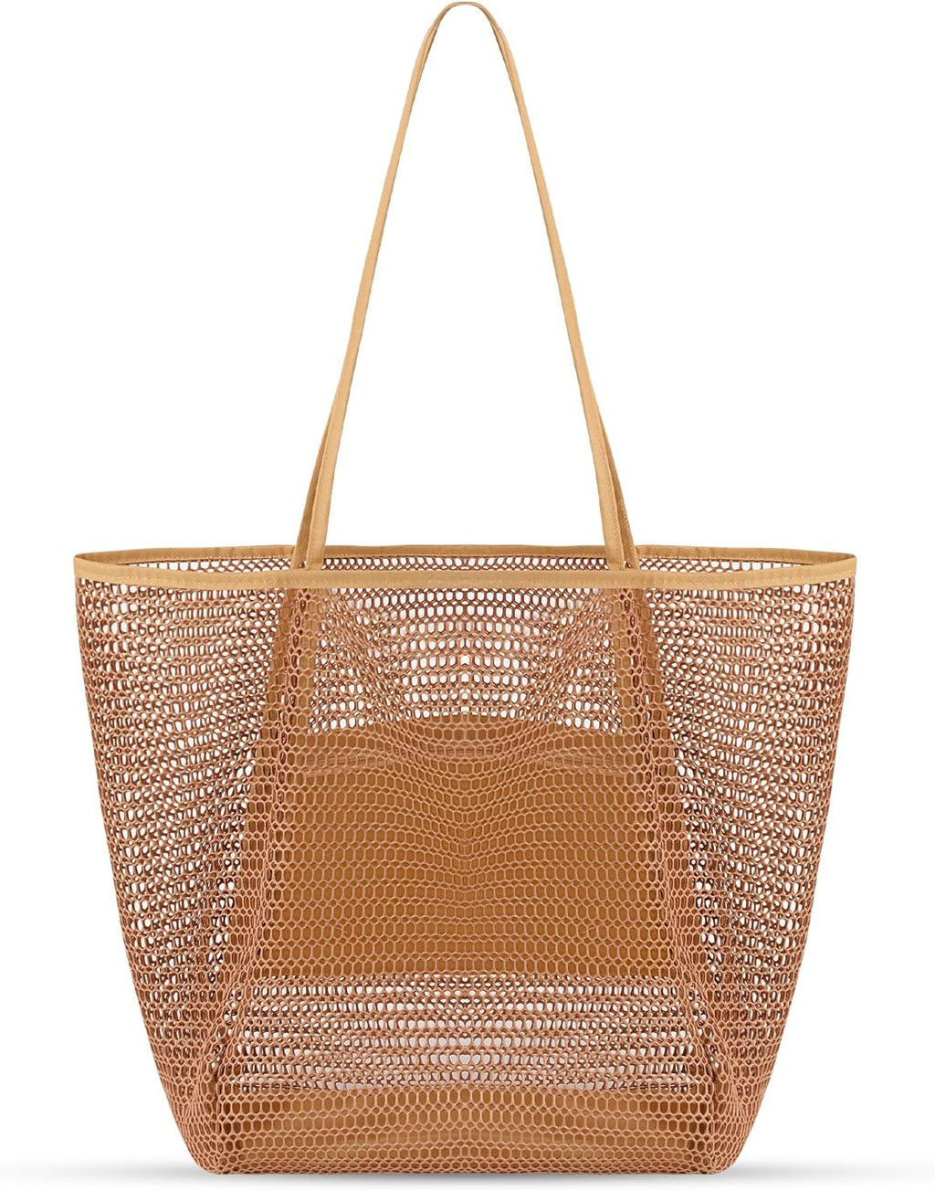 Mesh Beach Bag, Beach Bags for Women, Woven Straw Beach Tote Bag Waterproof with Inner Pocket, Packable Beach Bag