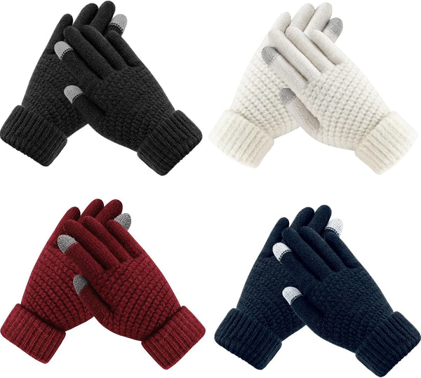 Winter Gloves for Women - Warm Womens Winter Gloves, Touchscreen Knit Glove with Elastic Cuff for Cold Weather