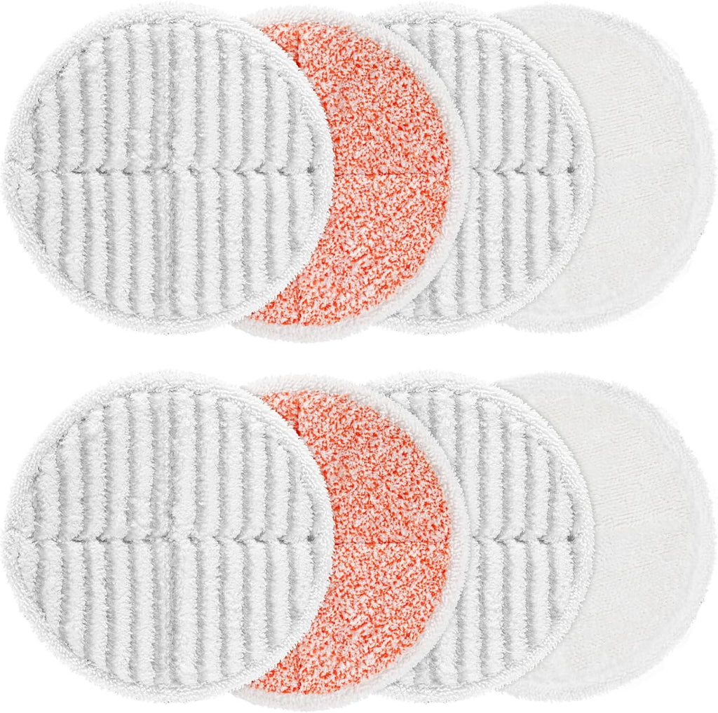 8 Pack Mop Pads Replacement Compatible with Bissell Spinwave 2124, 2039A, 2307, 23157, 23159, 20393, 20399 Hard Floor Spin Mop, 2 Soft Pads, 4 Scrubby Pads, 2 Heavy Scrub Pads
