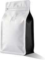 Coffee Bags with Valve(60pcs,16 oz,1 lb) Vented Coffee Beans Packaging Bags High Barrier Aluminumed Foil Flat Bottom Heat Sealed Side Zipper Resealable Storage Bag for Home or Business（White+Black）