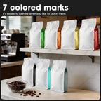 Coffee Bags with Valve(60pcs,16 oz,1 lb) Vented Coffee Beans Packaging Bags High Barrier Aluminumed Foil Flat Bottom Heat Sealed Side Zipper Resealable Storage Bag for Home or Business（White+Black）