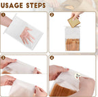 60pcs Bakery Bags with Thank You Stickers,11x8.6x4 inches Sourdough Bread Bags with Tin Tie Tab Lock Smoother Paper Bakery Bags with Clear Window for Homemade Bread, Baked Food Packaging Storage
