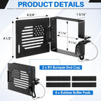 Landhoow 2 Pack RV Bumper End Cap, 4" Aluminum Square Camper Bumper Cover Plug with No Insect Vent Holes, RV Sewer Hose Storage Cap, Motorhome Outdoor Travel Trailer Accessories Must Haves (Black)