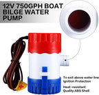Landhoow Bilge Pump 12V with Float Switch Bilge for Boats DC 12V 24V 32V Portable Marine Electric Boat Water Pump(750 Gph)