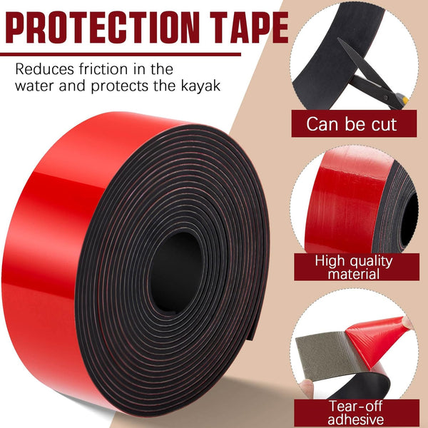 Black Self Adhesive Kayak Keel Guard Protective Tape