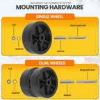 (2-Pack)  6-Inch Boat Trailer Jack Wheels - Universal Fit Black Plastic Caster Wheels - Includes All Mounting Hardware - Suitable for Boat Trailer Jacks with 1 or 2 Wheels
