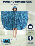 Waterproof Rain Poncho Lightweight Reusable Hiking Hooded Coat Jacket for Outdoor Activities