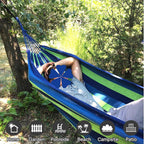 Cotton Hammock Portable Camping Hammocks for Hanging Sturdy Garden Comfortable Fabric Hammock with Tree Straps Up to 660lbs with Travel Bag for Camping Outdoor/Indoor Patio Backyard