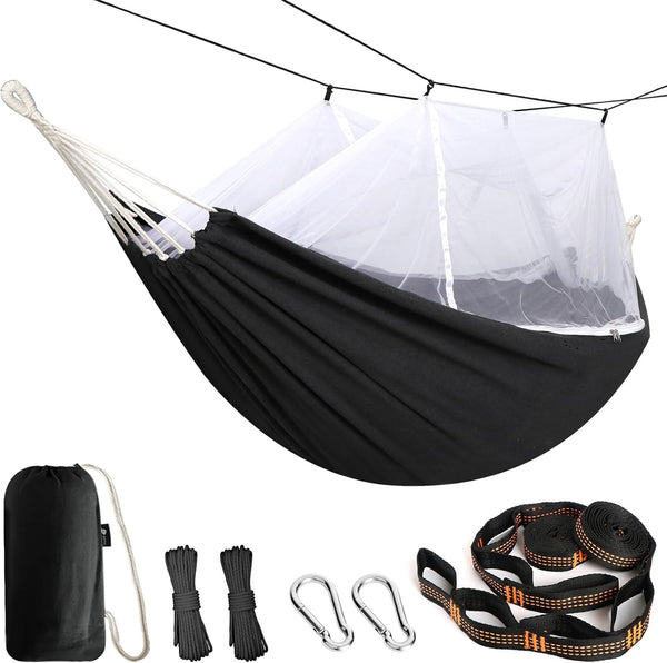 Camping Hammock with Mosquito Netting and Tree Straps - Sturdy Up to 450lbs for Outdoor, Backyard, Backpacking, Hiking