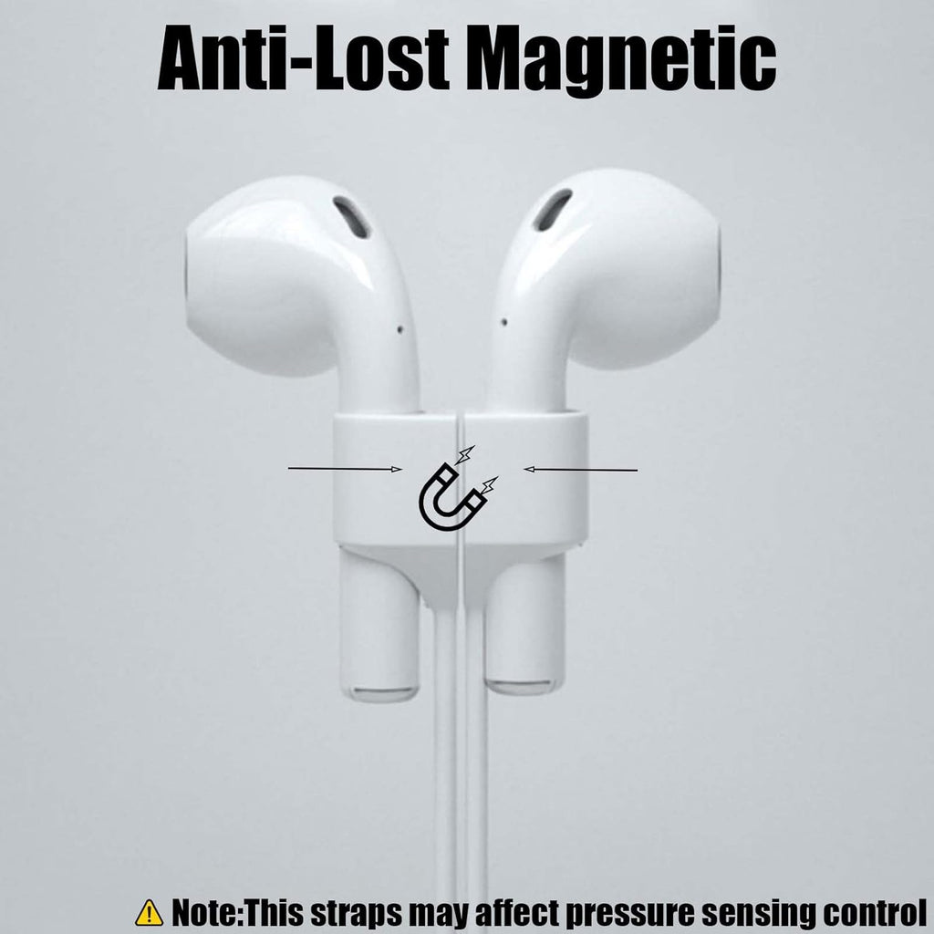Airpod Strap,Magnetic Anti-Lost Air Pod Neck Strap Lanyard for AirPods 4/3/2/1,AirPod Pro 2/1 Soft Silicone Airpods Accessories Holder Strap for Running,Fitness,Dancing(White/Blue/Black)