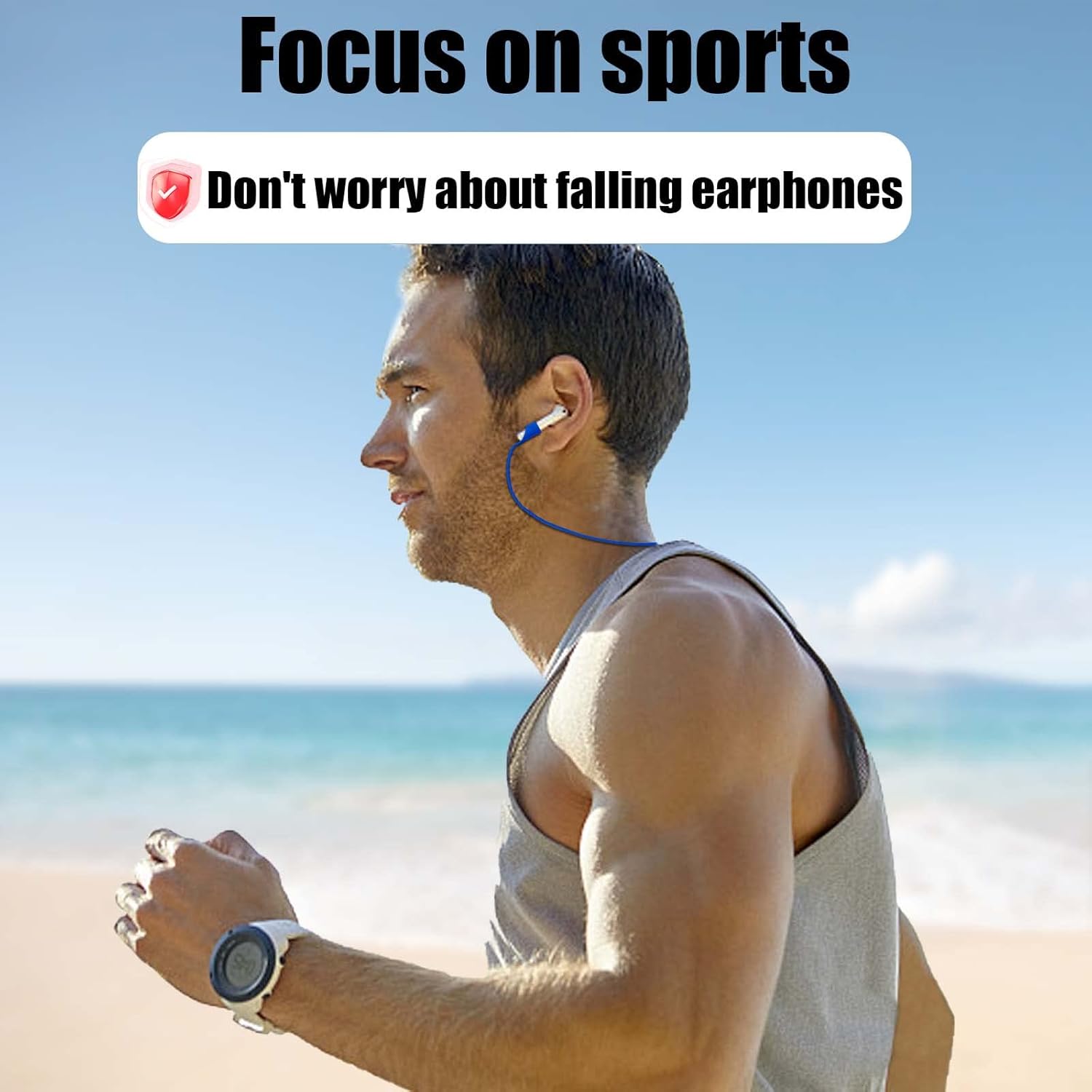 Airpod Strap,Magnetic Anti-Lost Air Pod Neck Strap Lanyard for AirPods 4/3/2/1,AirPod Pro 2/1 Soft Silicone Airpods Accessories Holder Strap for Running,Fitness,Dancing(White/Blue/Black)
