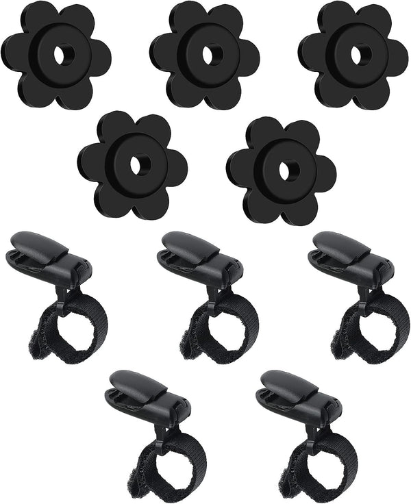 HOOSUN 10 Pack Garden Flags Clips And Stoppers,Tiger Clips For Garden Flag Holder,Rubber Stoppers Yard Flag Holder Clip for Small Flags Pole 4th of July Accessories
