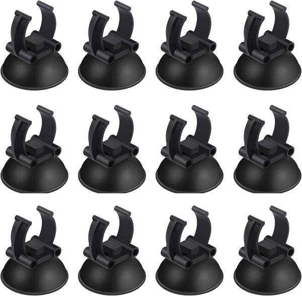 12 Pack Aquarium Heater Suction Cups with Clip - Black