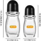 2PCS Glass Empty Roller Bottles with Plastic Roller Ball, Deodorant Roll On Bottles Containers Leak Proof Massage Roller Ball Bottles with Cap For Essential Oils Perfume Cosmetics (30ml+50ml)