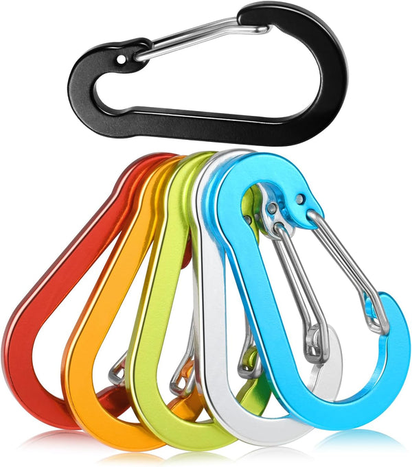 6pcs Aluminum Small Carabiner Clip, 2 Inch Carabiner Keychain Clasp Spring D Ring for Hanging Home KeyRings Hook Paracord Lanyard Keychain Pet Collar Hiking Camping Fishing Accessories (Assorted)