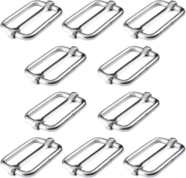 Adjtable Slide Buckle 1 Inch Triglide Slides Metal Webbing Slider For Strap Belt Backpack Handbag DIY (10 Pieces, Silver Color)
