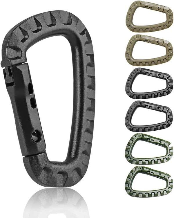 Tactical Gear Carabiner Keychain Clip Plastic D-Rings Large Key Chain Heavy Duty Snap Hook for Backpack, Belt, Keyrings, Bags, Bottle, Tent, Camping