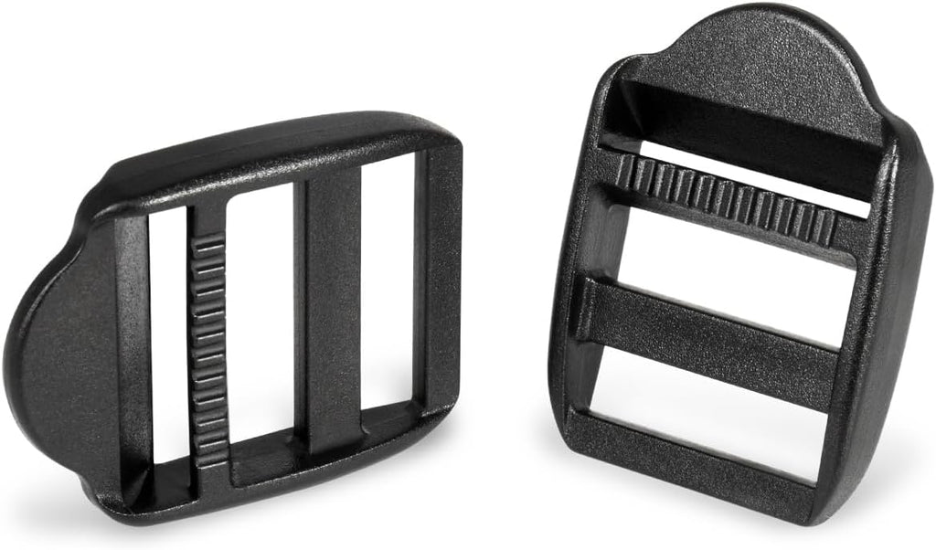 CooBigo 12 Pack Plastic Ladder Lock Buckles, 1" Ladder Slider Buckle for Backpack Strap Nylon Webbing Clip Replacement, Outdoor Camping Gear Sleeping Bag Tent Tie Down Strap Accessories (Black)