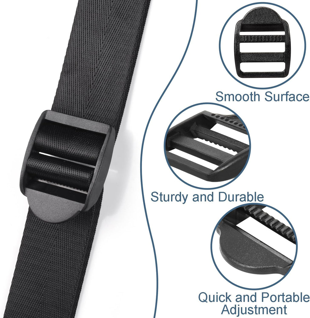CooBigo 12 Pack Plastic Ladder Lock Buckles, 1" Ladder Slider Buckle for Backpack Strap Nylon Webbing Clip Replacement, Outdoor Camping Gear Sleeping Bag Tent Tie Down Strap Accessories (Black)