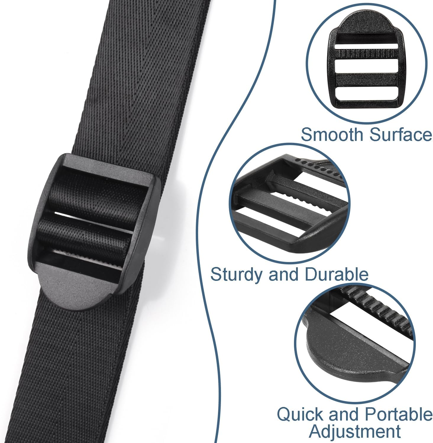 CooBigo 12 Pack Plastic Ladder Lock Buckles, 1" Ladder Slider Buckle for Backpack Strap Nylon Webbing Clip Replacement, Outdoor Camping Gear Sleeping Bag Tent Tie Down Strap Accessories (Black)