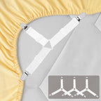 4pcs Bed Sheet Straps Holders, Adjustable Non Slip Elastic Bedsheet Grippers Triangle Mattress Suspenders, Keep in Place Fitted Bed Sheet Holders for Corners, Sofa Cushion, Mattress Cover Straps White