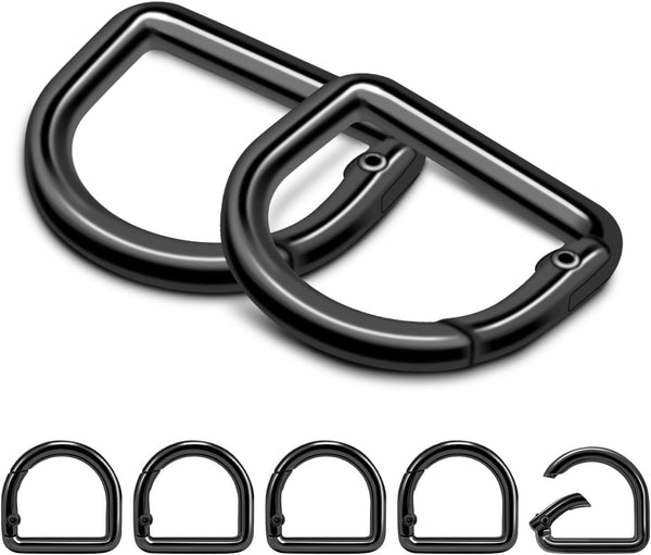 CooBigo 10Pcs Small D Ring Carabiner Clips, Metal Tiny Keychain Spring D Rings Hook for Car Keyring, Backpack Clips, Webbing Buckle, Paracord Keyrings, Dog Tag Clip, Purse Chain Hardwa (GunBlack)