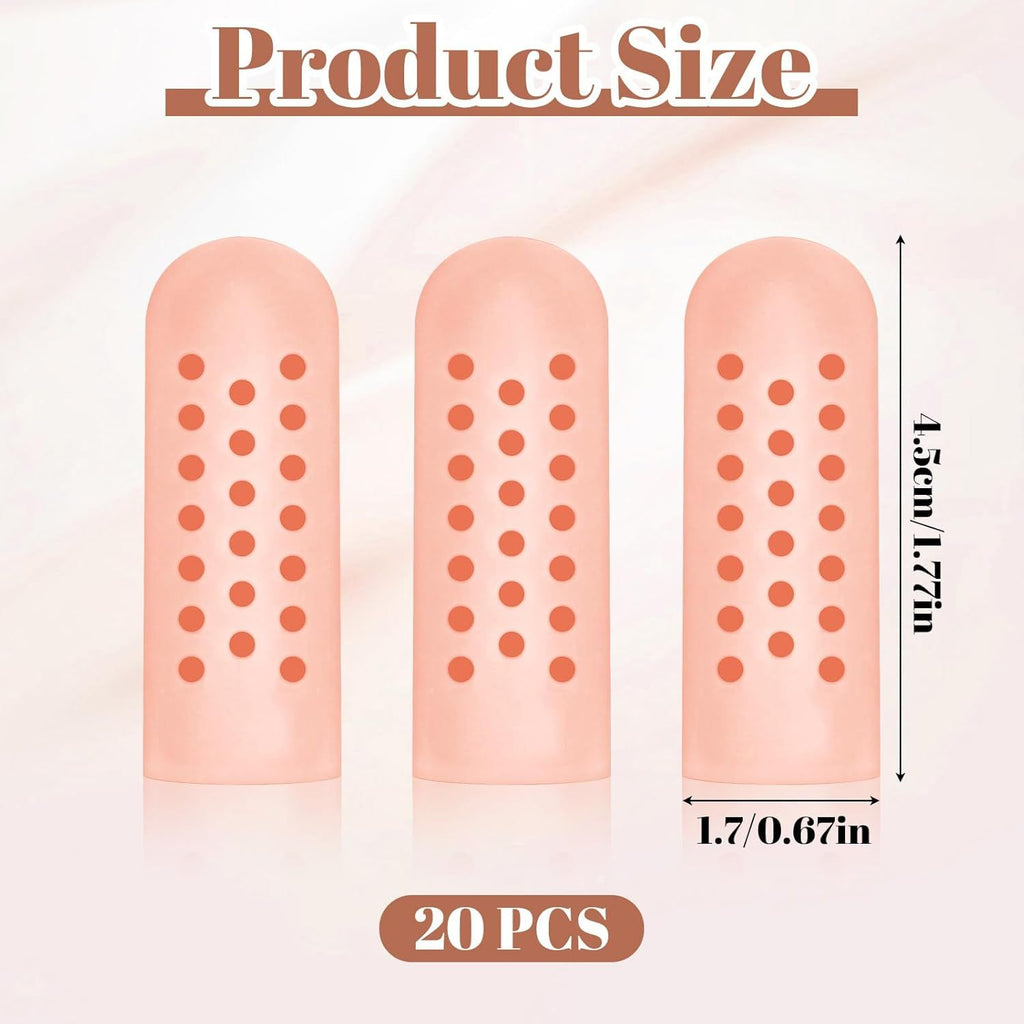 20PCS Gel Finger Cots with Air Holes, Silicone Finger Protectors Fingers Covers for Wounds Breathable Thumb Protector Gloves for Fingers Cracking Trigger Arthritis Pain Relief