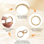 16 Pcs Spring O Ring Clips, Metal Key Ring Clips, Round Carabiner Clip, Small Keychain Clip for Keys, Buckle, Handbag, Bag Purse, Mini Keyring, Replacement Paracord Keychain (Gold, Silver)