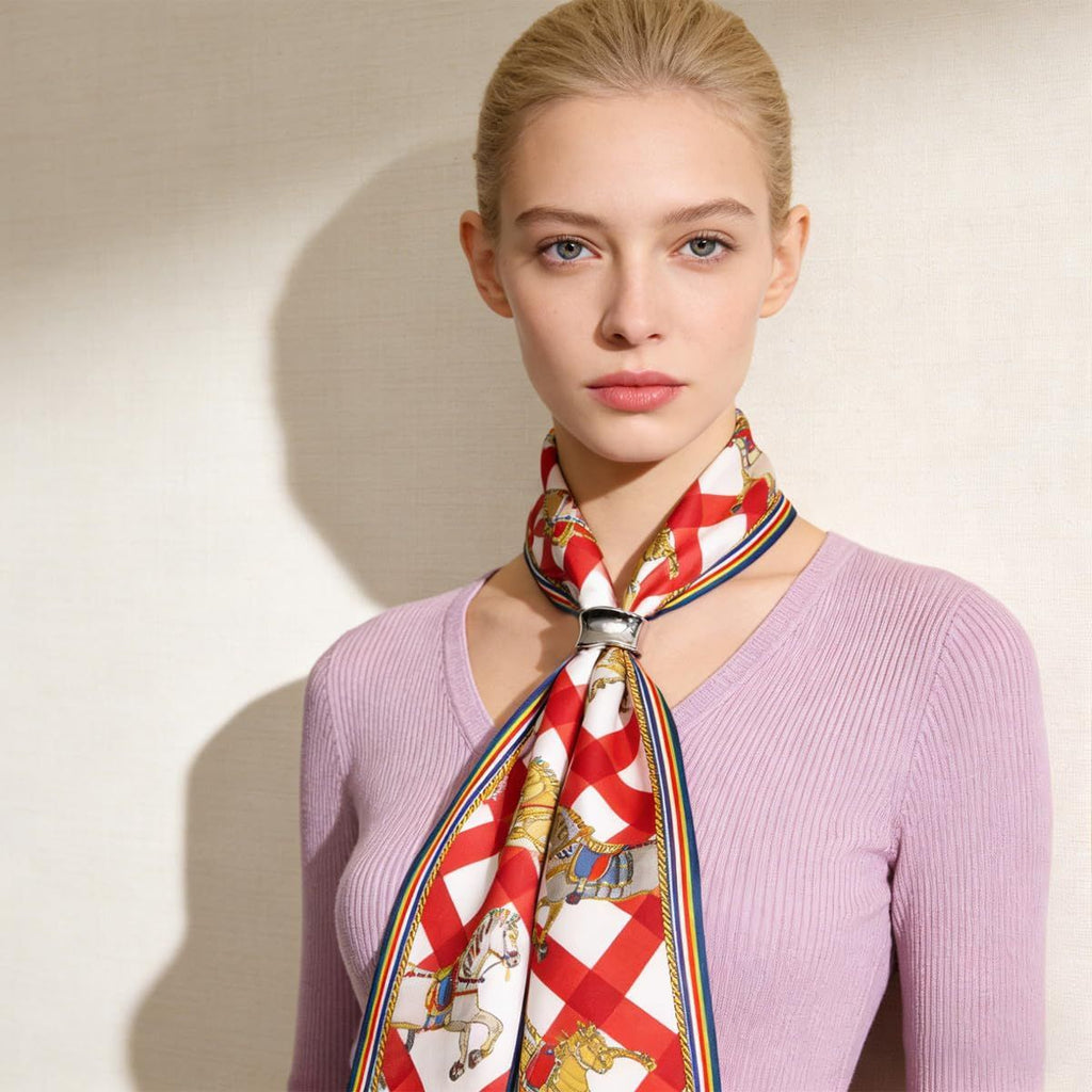 4 PCS Metal Scarf Clip Fashion Silk Scarves Clip Oblate Shawl Slide Buckle Minimalist Geometric Wrap Holder Clamp Grace Shawls Rings Brooches Clothing Accessory for Women Girls（Gold & Silver）