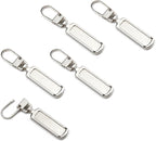 Metal Zipper Pull Replacement for Small Holes, Detachable, Repair for Jacket, Bag Boots, Purse, Coat, Pants (5 Pcs Silver)