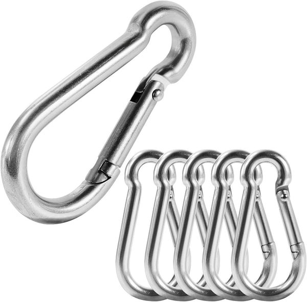 304 Stainless Steel Carabiners，M6 Carabiners Clips for Camping,Swing,Hiking,Hammock,Water Bottle, Backpack