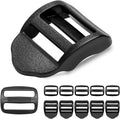 CooBigo 6 Pcs Ladder Slider Buckles+6 Pcs Tri glide Slider for Backpack Strap Clips, Plastic Clips for Straps Adjuster, Backpack Clips for 1 Inch webbing strap.