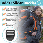 CooBigo 6 Pcs Ladder Slider Buckles+6 Pcs Tri glide Slider for Backpack Strap Clips, Plastic Clips for Straps Adjuster, Backpack Clips for 1 Inch webbing strap.