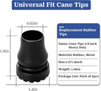 Cane Tips 5/8 inch Heavy Duty, 2 Pack Walking Cane Tips Rubber Cane Tip Replacement Rubber Tips for Canes, Crutch, Cane Foot, Walking Sticks