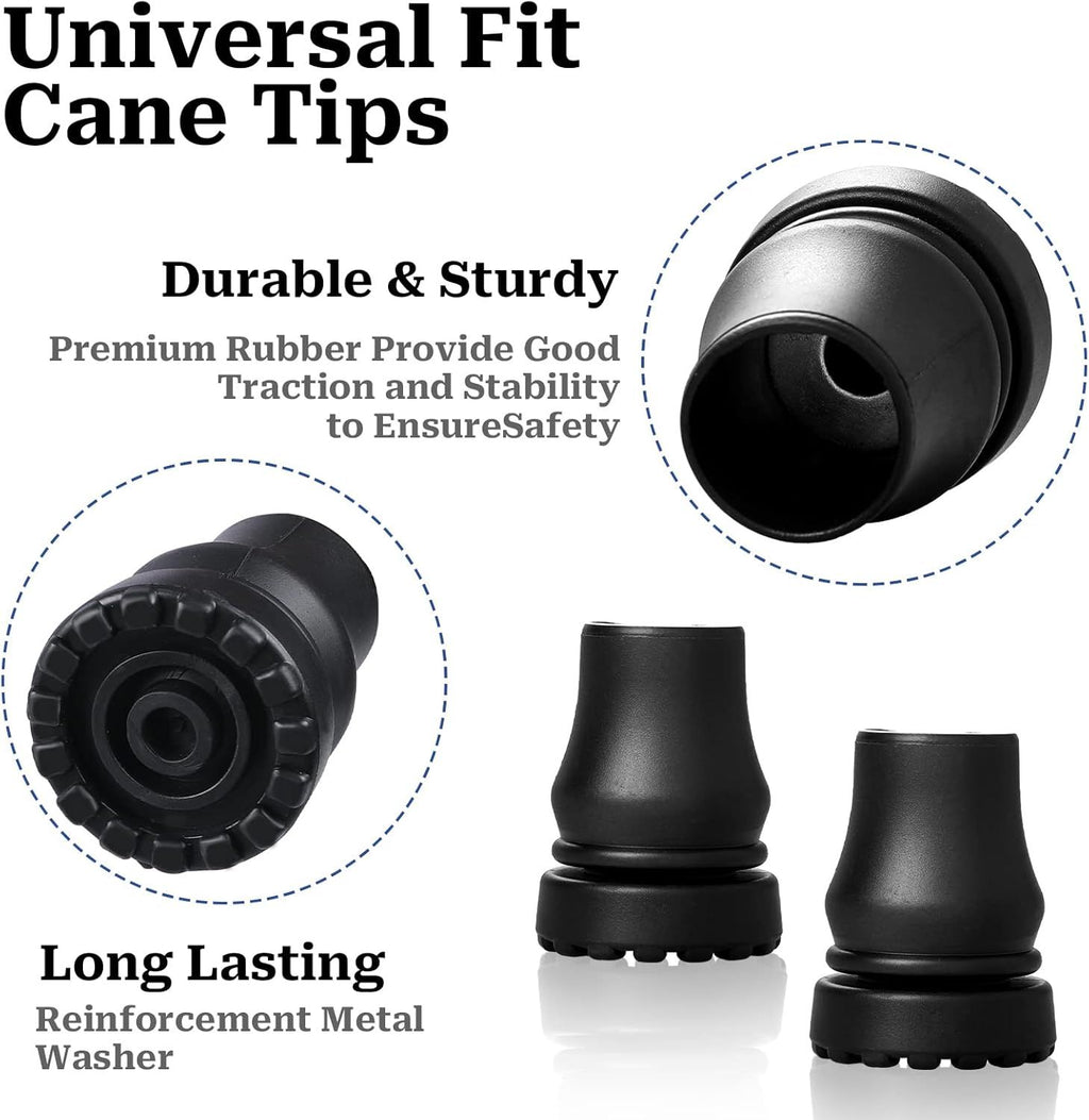 Cane Tips 5/8 inch Heavy Duty, 2 Pack Walking Cane Tips Rubber Cane Tip Replacement Rubber Tips for Canes, Crutch, Cane Foot, Walking Sticks