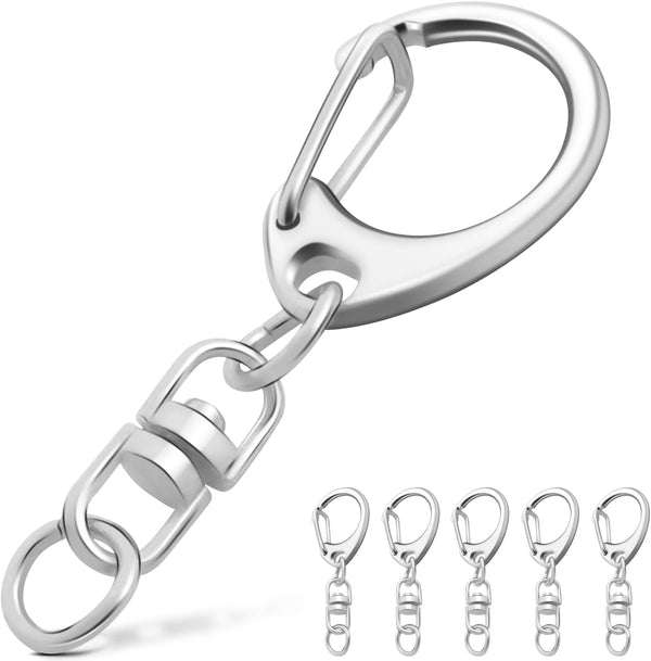 25 Pack Lobster Claw Clasps Keychain Kit, Silver Keychain Clip with Swivel Snap Hooks, Bulk Key Chain Clasps for Crafts DIY Making