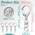 25 Pack Lobster Claw Clasps Keychain Kit, Silver Keychain Clip with Swivel Snap Hooks, Bulk Key Chain Clasps for Crafts DIY Making