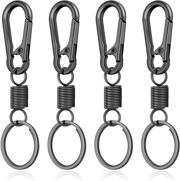4Pack Small Carabiner Keychain, Spring Keyring Holder Organizer Clips, Metal Snap Hook Clip for Car Key Chain, Keyrings Holder, Purse Hook, Paracord Keychain Lanyard, Men and Women Key Fob (Black)