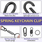 4Pack Small Carabiner Keychain, Spring Keyring Holder Organizer Clips, Metal Snap Hook Clip for Car Key Chain, Keyrings Holder, Purse Hook, Paracord Keychain Lanyard, Men and Women Key Fob (Black)
