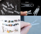 Yansanido 100pcs Mini Clear Plastic Utility Paper Clip, Clothespins Clips, Clothes Line String Clips, mini Clothes Pins for Photo for String Fairy Lights Color Clear(100pcs Clear Plastic Clips)
