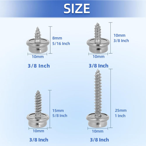 1" Boat Canvas Snaps, Marine Grade Boat Stainless Steel Screw (30 PCS)