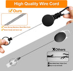 Retractable Keychain 3 Pack Heavy Duty Carabiner Badge Holder Extendable Reel ID Badge Holders Retractable for Keys Ring with 60 cm Steel Cord and Lanyard (Black)