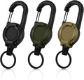Retractable Keychain 3 Pack, Heavy Duty ID Badge Holder Reel, Multitool Carabine Key Holder for Keychain, Badge Holder with 25.6" Steel Retractable Cord Key Ring Clip, 8.8 oz