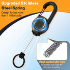 Retractable Keychain 3 Pack, Heavy Duty ID Badge Holder Reel, Multitool Carabine Key Holder for Keychain, Badge Holder with 25.6" Steel Retractable Cord Key Ring Clip, 8.8 oz