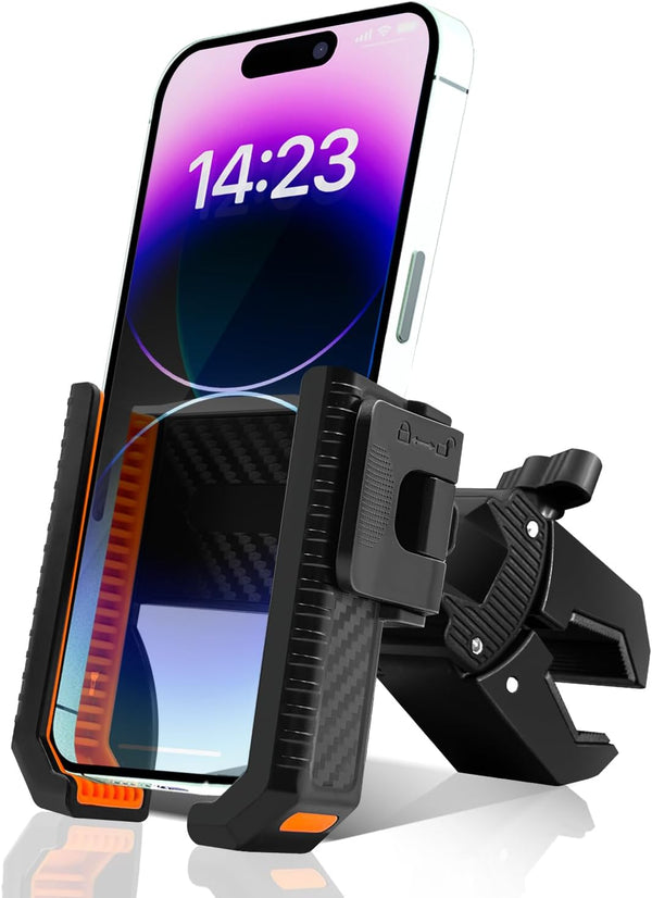 Bike Phone Holder Motorcycle Phone Mount, Handlebar Cell Phone Clamp, Phone Mount for Bike Motorcycle Scooter Golf Cart, Handlebar Phone Mount for 4.5-7