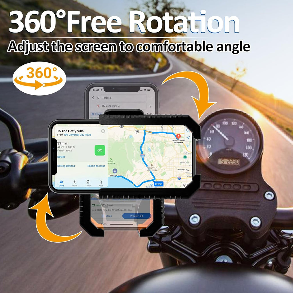 Bike Phone Holder Motorcycle Phone Mount, Handlebar Cell Phone Clamp, Phone Mount for Bike Motorcycle Scooter Golf Cart, Handlebar Phone Mount for 4.5-7" Phones