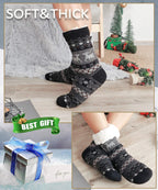 Mens Slipper Fuzzy Socks Fluffy Winter Cabin Cozy Warm Soft Fleece Thick Comfy Gift Socks with Grips
