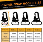 6 Pack Paracord Lanyard Accessories 3/4" Rifle Sling Clips Metal Swivel Snap Hook Keychain Carabiner Key Chain for Keyrings (Black)