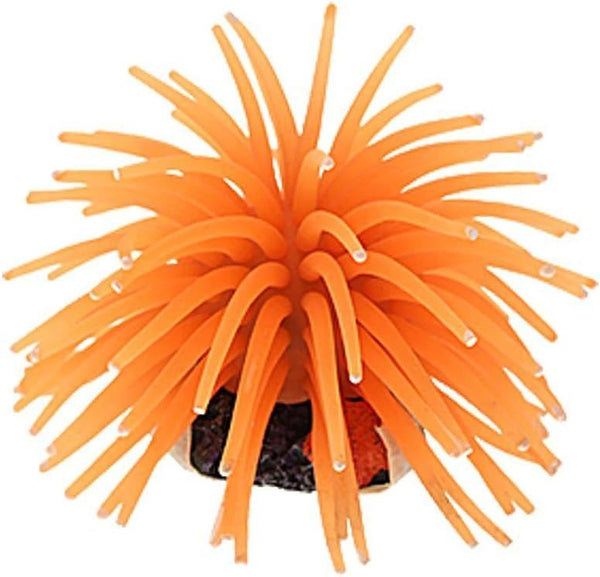 Artificial Aquarium Fish Tank Decoration Silicone Sea Anemone (Orange)