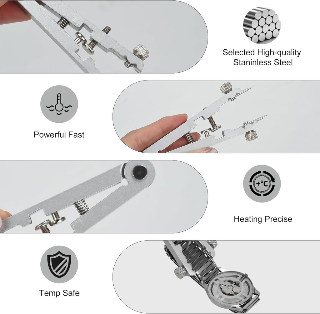 Watch Spring Bar Plier Tool Set Watchband Pliers with 10 Pins,Watch Wrist Ban Repair Remove Tool,Spring Plier Tweezer,Removal Tool for Watch Pin Strap Band Watch Link-Sliver